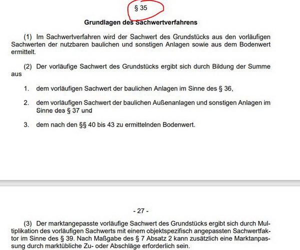 Sachwertverfahren § 35 ImmoWertV Immobilienbewertung Frankfurt Aschaffenburg Darmstadt